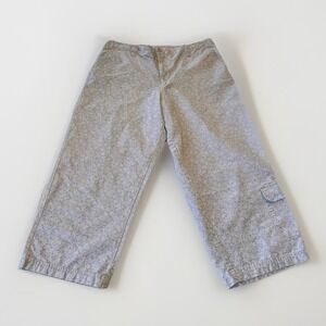 Lands' End Women's Capri Pants Size 12 White Blue Floral 100% Cotton Pockets